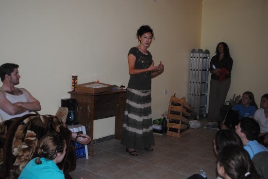 Renee talking about refugees to students